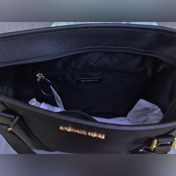 NWT Michael Kors Black Leather Tote Bag - Picture 15 of 16